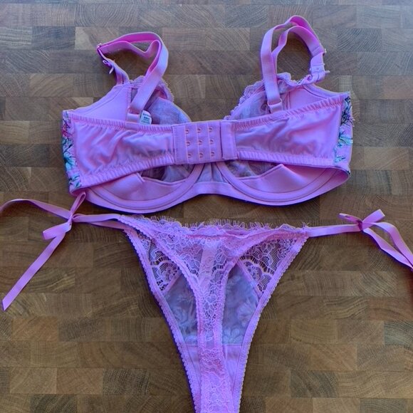 Victoria's Secret Dream Angels Wicked Unlined Bra Set - Floral Pink 34DDD + M - Picture 2 of 4